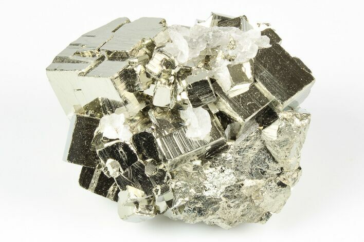 Shiny, Cubic Pyrite Crystal Cluster - Peru #195758